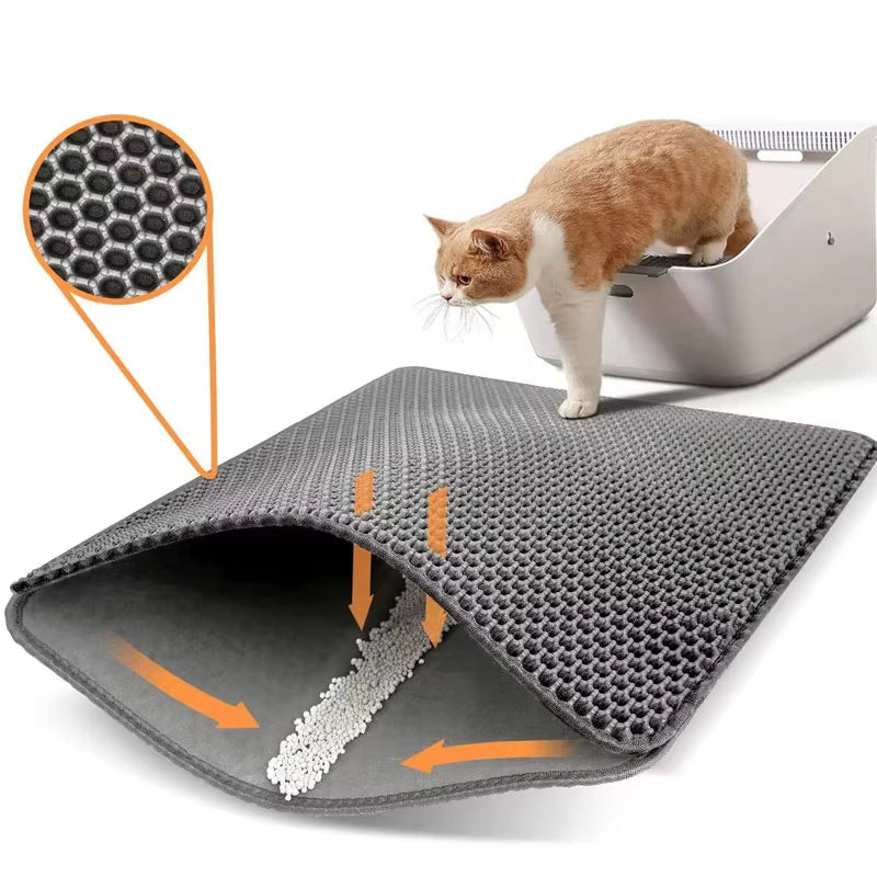 Pet Cat Litter Mat Waterproof Double Layer Cat Litter Trapping Pet Litter Box Mat Clean Pad Products for Cats Accessories